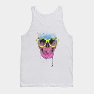 Pop art skull with glasses Tank Top